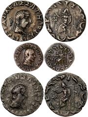 Ancient Coins Ancient Coins, Greco-Baktrian Kingdom, Hermaios Soter. circa 105-90 BC silver Tetradrachm Posthumous issue Diademed and draped bust right / Zeus seated (2) (25mm. 7.74 g.) & (25mm. 7.76 