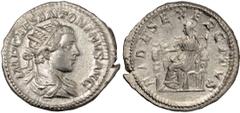 Ancient Coins Ancient Coins, Roman Imperial, Elagabalus (218-222AD) silver antoninianus, IMP CAES M AVR ANTONINVS AVG rad., dr., bust., r. rev., FIDES EXERCITVS. Fides seated l. holding eagle and stan