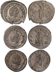 Ancient Coins Ancient Coins, Roman Imperial, Herennia Etruscilla (wife of Decius, AD 249-251), antoniniani of varying types and grades (3) *ex Derek Aldred Collection (30-40 GBP)