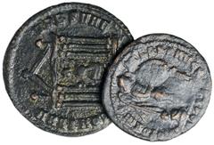Ancient Coins Ancient Coins, Roman Imperial, Maxentius (AD 307-312), Bi folles and half-folles, Ticinum and Ostia mints, fine (2) *ex Derek Aldred Collection (10-20 GBP)