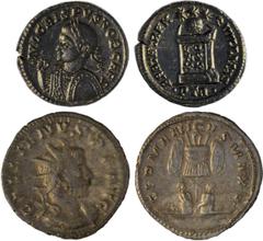Ancient Coins, Gallienus, billon antoninianus, mint of Cologne, GALLIENVS P F AVG, radiate and cuirassed bust r., rev. GERMANICVS MAX V, trophy between two captives, wt. 4.22gms, 12h (RIC.18; RCV 1022
