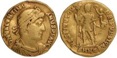 Ancient Coins Ancient Coins, Valentinian I (AD 364-375), solidus, Nicomedia, DN VALINTINI – ANVS PF AVG, pearl dia., dr., cuir. bust r., rev. RESITITVTOR – REIPVBLICA, emperor stg. r., holding Victory