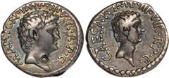 Ancient Coins The T. R. Hardaker Collection, Roman, Mark Antony and Octavian, denarius, struck 41 BC, military mint in Syria, M ANTON IMP III VIR R P C AVG, bare head of Mark Antony r., rev. CAESAR IM