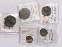 Ancient Coins Roman AEs (5): Domitian (RIC. 493); Galerius (RIC. 9b); Constantine I; Constantine II (RIC. 441?); Gratin (RCV.4143), fine to good very fine (5)