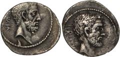 Ancient Coins Ancient Coins, Marcus Junius Brutus (85-42 BC), denarius, struck c. 54 BC, Rome, BRVTVS, bare head of L. Junius Brutus r., rev. AHALA, bare head of C. Servilius Ahala r., wt. 3.55gms. (C