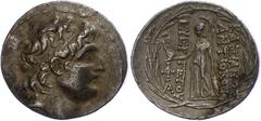 Seleukidien Antiochia am Orontes, Tetradrachme (16,49g), Antiochos VII., 138-129 v. Chr. Av: Kopf nach rechts. Rev: Stehende Athena nach links. SC 2061.4c, ss. ss Seleucid (Empire or Kingdom) Antiochu