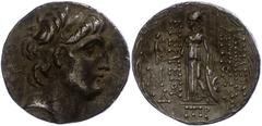 Seleukidien Damaskus, Tetradrachme (16,40g), Antiochos VII., 138-129 v. Chr. Av: Kopf nach rechts. Rev: Stehende Athena nach links. SC 2096.10, ss+. Seleucid (Empire or Kingdom) Damascus, tetradrachm 