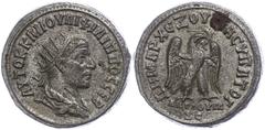 Münzen der Römischen Provinzen Syrien, Antiochia, Tetradrachme (13,40g), Philippus I. Arabs, 248. Av: Büste nach rechts, darum Umschrift. Rev: Stehender Adler nach rechts. Prieur 375, ss. ss Coins fro
