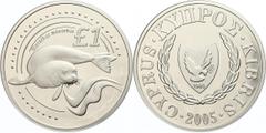 Zypern 1 Lira, Silber, 2005, Robbe, Schön 88a, KM 76, Auflage 4000 Stück, mit Zertifikat in Ausgabeschatulle, PP. PP Cyprus 1 lira, silver, 2005, seal, nice 88a, KM 76, issue 4000 piece, with certific
