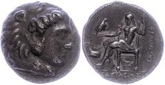 Makedonien Makedonien, Aradus, Tetradrachme (16,78g), Philip III., 323-316 v. Chr. Av: Herakleskopf mit Löwenfell nach rechts. Rev. Thronender Zeus nach links. Price P158. etwas korrodiert, schwarze P