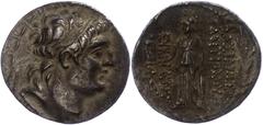Seleukidien Antiochia am Orontes, Tetradrachme (15,33g), Antiochos VII., 138-129 v. Chr. Av: Kopf nach rechts. Rev: Stehende Athena nach links. SC 2061.4a, ss. ss Seleucid (Empire or Kingdom) Antiochu