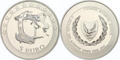 Zypern 5 Euro, 2008, Inselkarte von Zypern mit Währungsband, Schön 99, KM 88, mit Zertifikat in Ausgabeschatulle, PP. PP Cyprus 5 Euro, 2008, map of the island from Cyprus with currency band, nice 99,