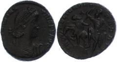 Ancient Coins Münzen Römische Kaiserzeit 337-361, Folles, Constantius II., Konstantinopel. Av: Büste nach rechts, darum Umschrift. Rev: Soldat nach links stehend, einen fallenden Reiter mit Speer durc
