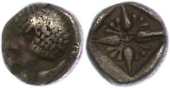 Ancient Coins Antike Münzen Griechenland ca. 6. Jhd. v. Chr., Obol, Milet, Ionia. Av: Löwenprotome rechts, den Kopf umdrehend. Rev: Sternförmiges Ornament in Quadratum Incusum. 1,10g, ss. ss Lots and 