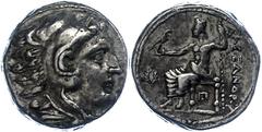 Ancient Coins Antike Münzen Griechenland 320-317 v. Chr., Tetradrachme, Alexander III., Makedonien, Amphipolis? Av: Herakleskopf mit Löwenfell nach rechts. Rev: Thronender Zeus nach rechts mit Zepter 