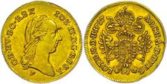 Holy Roman Empire Münzen des Römisch Deutschen Reiches 1787, Dukat Gold Joseph II., 1787 F Hall, Fb. 440, ss. ss Coins of the Roman-German Empire 1787, ducat gold Joseph II., 1787 F Hall, Fb. 440, ver