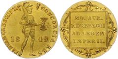 Coins of Europe and Overseas Niederlande 1849, Dukat Gold Wilhelm III. sog. Ritterdukat, Fb. 344, Schl. 141, ss-vz. ss-vz The Netherlands 1849, ducat gold Wilhelm III. so called Ritterdukat, Fb. 344, 