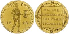 Coins of Europe and Overseas Niederlande 1849, Dukat Gold Wilhelm III. sog. Ritterdukat, Fb. 344, Schl. 141, ss-vz. ss-vz The Netherlands 1849, ducat gold Wilhelm III. so called Ritterdukat, Fb. 344, 