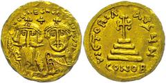 Ancient Coins Münzen Byzanz 610-641, Solidus, Heraclius, Konstantinopel. Av: Die Büsten von Heraclius und Heraclius Constantin von vorn, darum Umschrift. Rev: Krückenkreuz auf drei Stufen, darum Umsch