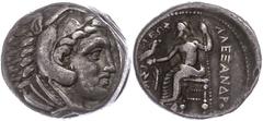 Ancient Coins Antike Münzen - Griechenland 323-320 v. Chr., Tetradrachme, Alexander III., Makedonien, Amphipolis. Av: Herakleskopf mit Löwenfell nach rechts. Rev: Thronender Zeus nach links. 16,72g, P