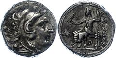 Ancient Coins Antike Münzen - Griechenland 320-317 v. Chr., Tetradrachme, Alexander III., Makedonien, Amphipolis? Av: Herakleskopf mit Löwenfell nach rechts. Rev: Thronender Zeus nach rechts mit Zepte