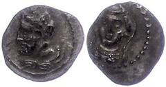Ancient Coins Antike Münzen - Griechenland ca. 4. Jhd. v. Chr., Obol, Kilikien. Av: Büste des Herakles nach links. Rev: Weibliche Frontalbüste mit langem Schleier. 0,57g, SNG Levante 220, ss. ss Ancie