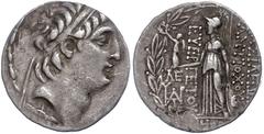 Ancient Coins Antike Münzen - Griechenland 135/134 v. Chr., Tetradrachme, Antiochos VII., Syrien, Damaskus. Av: Kopf nach rechts. Rev: Athena nach links stehend. 16,39g, SC 2096.3, ss ss Ancient Greek