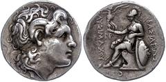 Ancient Coins Antike Münzen - Griechenland 323-281, Tetradrachme, Lysimachos, Thrakien, Lampsakos. Av: Kopf nach rechts. Rev: Athena Nikephoros mit Lanze auf Thron mit Schild nach links, darunter Mond