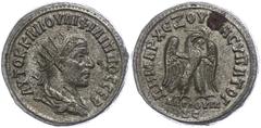 Ancient Coins Münzen Römische Kaiserzeit 248, Tetradrachme, Philippus I. Arabs, Syrien, Antiochia. Av: Büste nach rechts, darum Umschrift. Rev: Stehender Adler nach rechts. 13,40g, Prieur 375, ss. ss 