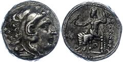 Ancient Coins Antike Münzen - Griechenland 320-317 v. Chr., Tetradrachme, Alexander III., Makedonien, Amphipolis? Av: Herakleskopf mit Löwenfell nach rechts. Rev: Thronender Zeus nach rechts mit Zepte