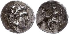 Ancient Coins Antike Münzen - Griechenland 315-294 v. Chr., Tetradrachme, Alexander III., Makedonien, Amphipolis?. Av: Herakleskopf mit Löwenfell nach rechts. Rev: Thronender Zeus nach links. 17,09g, 