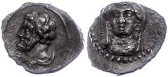 Ancient Coins Antike Münzen - Griechenland ca. 4. Jhd. v. Chr., Obol, Kilikien. Av: Büste des Herakles nach links. Rev: Weibliche Frontalbüste mit langem Schleier. 0,65g, SNG Levante 221, Revers etwas