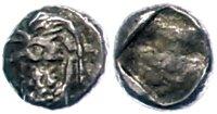 Ancient Coins Antike Münzen - Griechenland ca. 6. Jhd. v. Chr., 1/24 Stater, Lydien, Sardeis. Av: Löwenprotome und Stierprotome. Rev: -. 0,39g, ss. ss Ancient Greek coins Approximate. 6. Jhd. BC, 1 / 