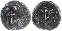 Ancient Coins Antike Münzen - Griechenland 3.-4., Jhd. v. Chr., Didrachme, Rhodos, Caria. Helioskopf fast von vorn. Rev: Rose. 6,37g, ss. ss Ancient Greek coins 3.-4., Jhd. BC, didrachm, Rhodes, Caria
