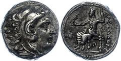 Ancient Coins Antike Münzen - Griechenland 320-317 v. Chr., Tetradrachme, Alexander III., Makedonien, Amphipolis? Av: Herakleskopf mit Löwenfell nach rechts. Rev: Thronender Zeus nach rechts mit Zepte
