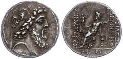 Ancient Coins Antike Münzen - Griechenland Syrien, Tetradrachme (16,53g),127/ 126 v. Chr., Ptolemais, Demetrios II. Av: Kopf nach rechts. Rev: Thronender Zeus nach links. SC 2202, s-ss. ss Ancient Gre