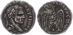 Ancient Coins Münzen der Römischen Provinzen Laodicea ad Mare, Tetradrachme (1,47g), Macrinus, 217-218. Av: Büste nach rechts, darum Umschrift. Rev: Stehender Adler von vorn nach links gewandt. 1 Prie