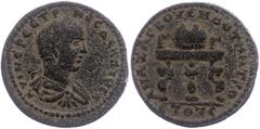 Ancient Coins Münzen Römische Kaiserzeit Kilikien, Anazarbos, Ae (12,05g), Herennius Etruscus, 249-251. Av: Büste nach rechts, darum Umschrift. Rev: Preiskrone auf Tisch, darum Umschrift. SNG Levante 