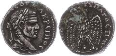 Ancient Coins Münzen der Römischen Provinzen Laodicea ad Mare, Tetradrachme (1,47g), Macrinus, 217-218. Av: Büste nach rechts, darum Umschrift. Rev: Stehender Adler von vorn nach links gewandt. 1 Prie