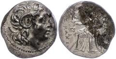 Ancient Coins Thrakien Ephesos, Drachme (4,23g), 323-281 v. Chr., Lysimachos. Av: Kopf nach rechts. Rev: Thronende Athena mit Schild, Speer und Nike auf der Rechten nach links, im Feld rechts Biene. L