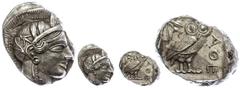 Ancient Coins Attika Athen, Tetradrachme (17,23g), ca. 421-415 v. Chr. Av: Athenekopf mit attischem Helm nach rechts. Rev: Eule nach rechts, dahinter Ölzweig und Mondsicherl, davor "AOE". Svoronos Pl.