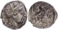 Ancient Coins Attika Athen, Tetradrachme (16,80g), ca. 403-365 v. Chr. Av: Athenekopf mit attischem Helm nach rechts. Rev: Eule nach rechts, dahinter Ölzweig und Mondsichel, davor "AOE". Svoronos Pl. 