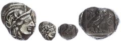 Ancient Coins Attika Athen, Tetradrachme (17,22g), ca. 403-365 v. Chr. Av: Athenekopf mit attischem Helm nach rechts. Rev: Eule nach rechts, dahinter Ölzweig und Mondsichel, davor "AOE". Svoronos Pl. 
