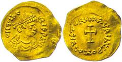 Ancient Coins Münzen Byzanz Mauricius Tiberius, 582-602, Tremissis (4,45g), Konstantinopel. Av: Brustbild nach rechts, darum Umschrift. Rev: Kreuz, darum Umschrift. Sear 488, ss. ss Coins Byzantium Ma