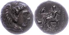 Ancient Coins Makedonien Makedonien, Aradus, Tetradrachme (16,78g), Philip III., 323-316 v. Chr. Av: Herakleskopf mit Löwenfell nach rechts. Rev. Thronender Zeus nach links. Price P158. etwas korrodie