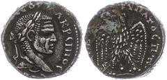 Ancient Coins Münzen der Römischen Provinzen Laodicea ad Mare, Tetradrachme (1,47g), Macrinus, 217-218. Av: Büste nach rechts, darum Umschrift. Rev: Stehender Adler von vorn nach links gewandt. 1 Prie