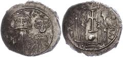 Ancient Coins Münzen Byzanz Constans II., 641-668, Hexagramm (6,27g), Konstantinopel. Av: Brustbild Constans II. und Constantin IV. von vorn, darum Umschrift. Rev: Krückenkreuz auf Globus und drei Stu