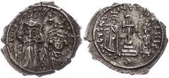 Ancient Coins Münzen Byzanz Constans II., 641-668, Hexagramm (6,62g), Konstantinopel. Av: Brustbild Constans II. und Constantin IV. von vorn, darum Umschrift. Rev: Krückenkreuz auf Globus und drei Stu