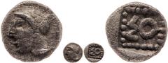Ancient Coins Kilikien Soloi, Hemiobol (0,31g), ca. 4. Jhd. v. Chr. Av: Behelmter Kopf nach links. Rev: Im Perlquadrat "SO". SNG Levante -, SNG France -, ss. ss Soloi, Hemiobol (0, 31g), approximate 4