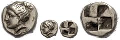 Ancient Coins Ionien Phokaia, Elektron Hekte (2,54g), ca. 4. Jhd. v. Chr.. Av: Kopf nach links, darunter Robbe. Rev: Viergeteiltes Quadratum Incusum. Kl. Schlag auf Avers, ss. ss Ionia Phocaea, electr